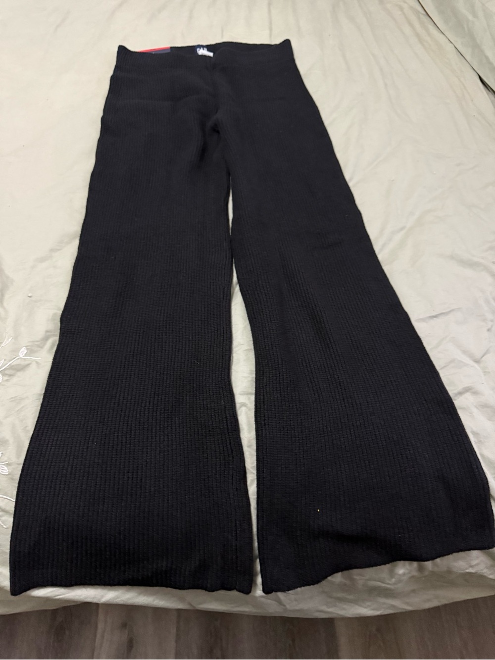 GAP Black Ribbed Knit Pants with Elastic Waist
